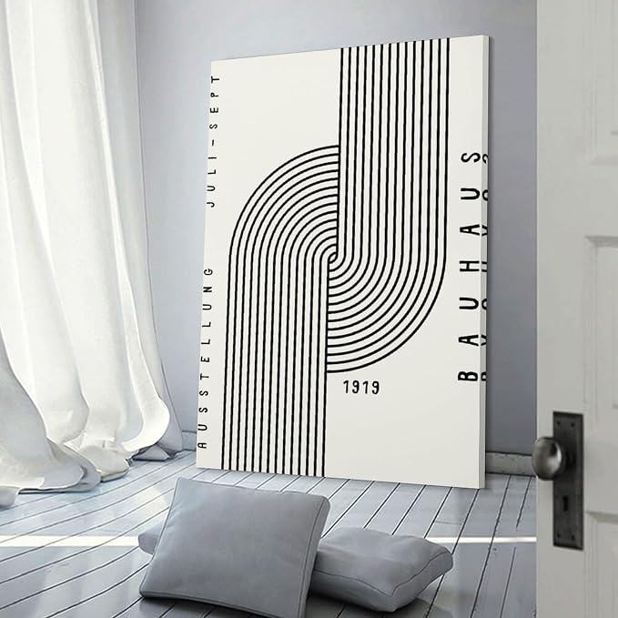 Bauhaus Poster,black And White Print,Abstract Art,Minimalist Canvas Wall Art Print Poster For Home School Office Decor Frame-style 20x30inch(50x75cm)