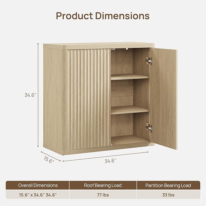 SICOTAS Buffet Cabinet with Storage Sideboard Accent Modern Credenza with Doors & Shelves Fluted 69.2" Tall Media Console Mid Century Coffee Bar Table for Living Room Kitchen Dining Room Hallway