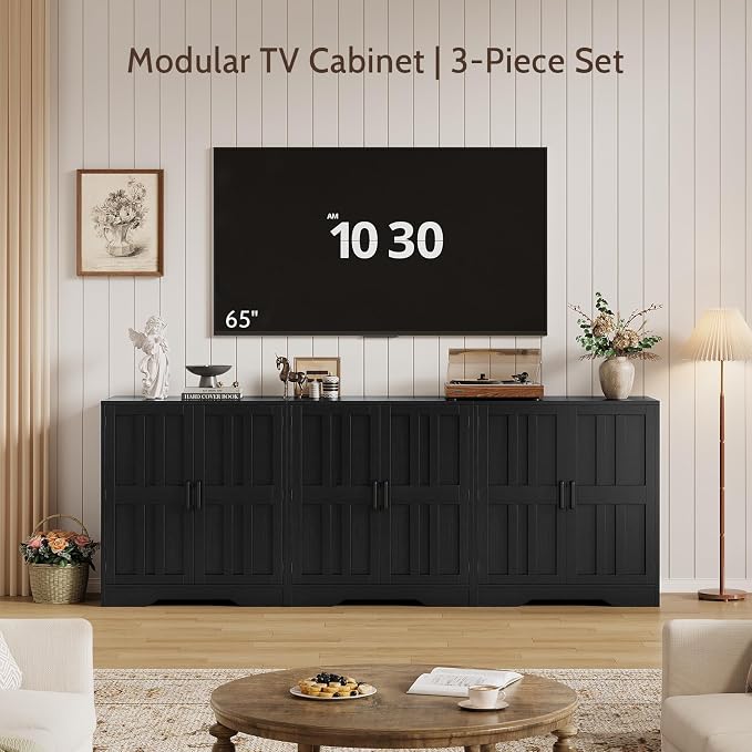 Sideboard Buffet Cabinet, Modern Farmhouse Kitchen Storage Cabinet, Small Modular Accent Cabinet Coffee Station Bar Media Console Table Credenza for Kitchen Dining Room, Living Room Entryway Hallway