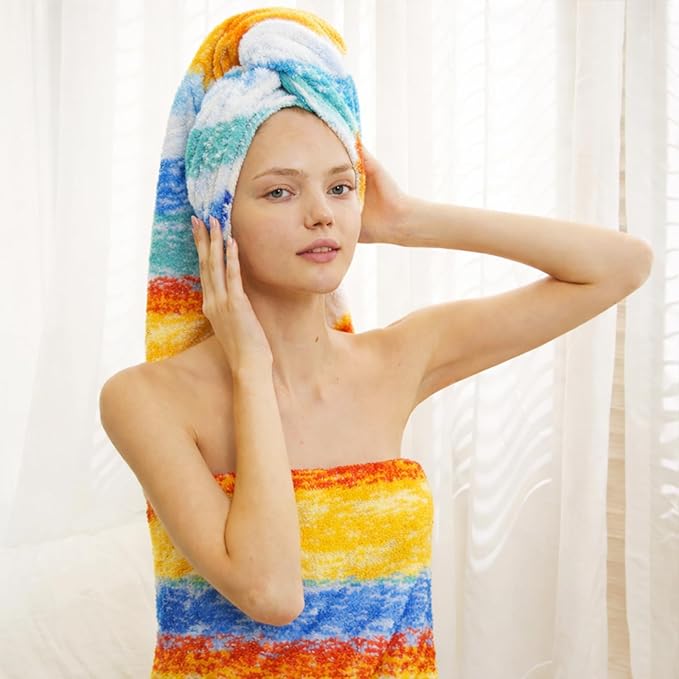 SEMAXE 4-Pack Luxury Bath Towels for Bathroom, 100% Cotton, Soft, Absorbent, and Quick-Drying, 55"x27", Wheat Filed, Perfect for Hotels, Gyms, and Spas