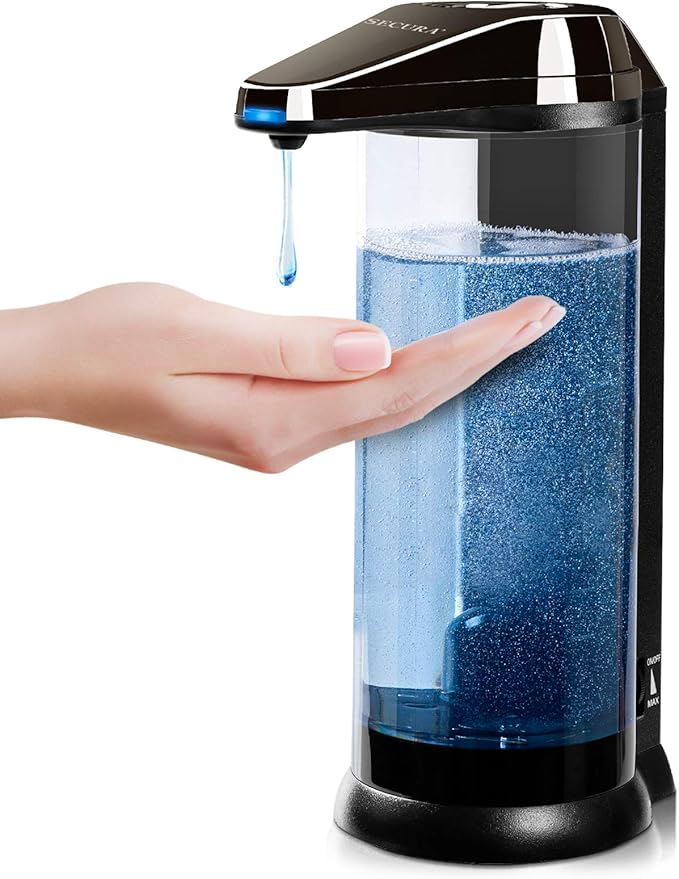 Secura 17 oz Automatic Liquid Soap Dispenser, Touchless Battery Operated Hand Soap Dispenser with Adjustable Soap Dispensing Volume Control Dial, Personal Care Dispenser (Dark Gunmetal)