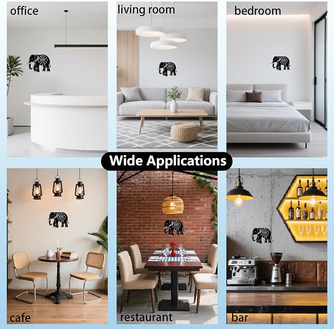 Elephant Wall Clock Irregular Shape Decorative Wall Clock Mandala Pattern Non-Ticking Clock for Home Office Decoration, 16.14×12.12 inch
