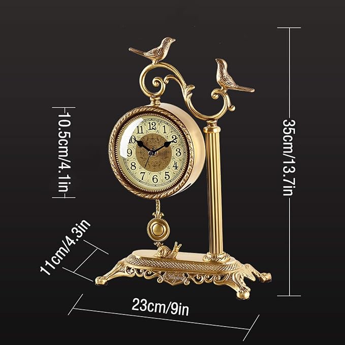 Desk European Brass Ornament Seat Clock Home Living Room Decoration Vintage Desk Office