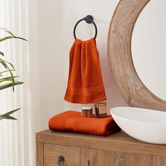 COZYART Burnt Orange Hand Towels for Bathroom 4 Pcs, 13x30 Cotton Guest Hands Towel Set Super Soft Highly Absorbent Durable 650 GSM for Daily Use