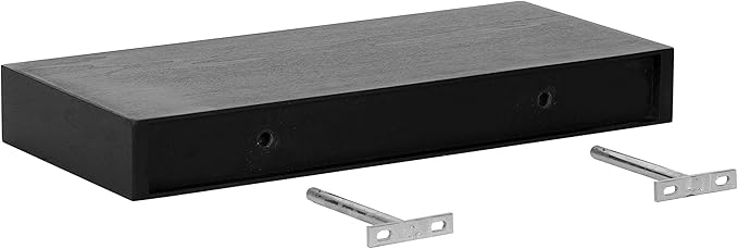Kate and Laurel Havlock Modern Floating Shelves, Set of 2, Black, Sophisticated Storage and Display Shelves for Wall