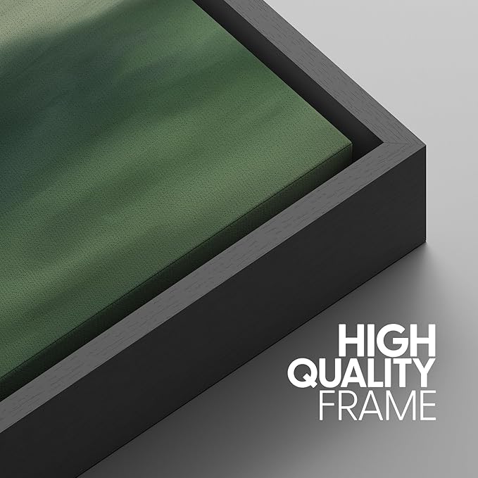 SIGNWIN Framed Canvas Print Wall Art Set Abstract Green Misty Landscape Illustrations Modern Art Decorative Boho Relax/Zen Nordic for Living Room, Bedroom, Office - 24"x36"x3 Black