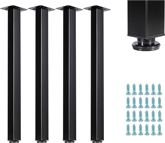 WUHUANGKAKA 30" Square Office Table Furniture Leg,Adjustable Metal Furniture Legs,DIY Workbench,Casual Dining Table Coffee Table Legs ect, with Floor Protectors(Set of 4).