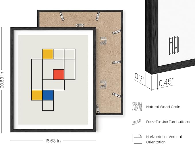 HAUS AND HUES Bauhaus Modern Mid Century Wall Art Print - Geometric Wall Art Decor, Retro Wall Art, Abstract Mid Century Wall Decor, Modern Art Print (Black Frame, 16x20)