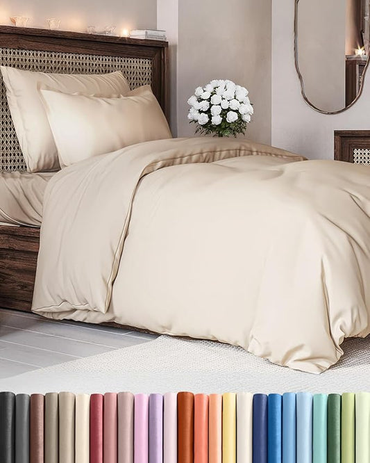 Duvet Cover Twin/Twin XL Size - Extra Soft Twin/Twin XL Size Duvet Cover - Lightweight & Breathable & Fade Free with Zipper Closures and Ties - 68" x 90" Inches - (Wheat) Comforter Not Included