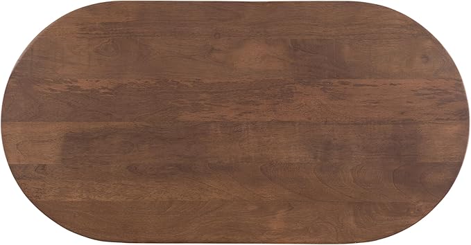 Kate and Laurel Conan Oval Wooden Mid-Century Coffee Table, 38 x 20 x 17, Walnut Brown, Rounded Living Room Table with Solid Mango Wood Construction and Tapered Dowel Legs