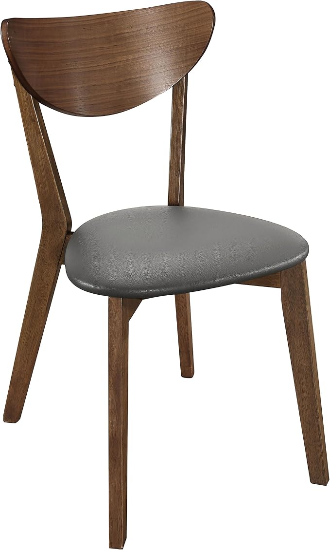 Coaster Home Furnishings - Karri - Wood - 2-Piece Home Office Computer Desk and Chair Set with Rectangular Tabletop, Leatherette Upholstery - Mid-Century Modern - Home Office - Walnut - 801095