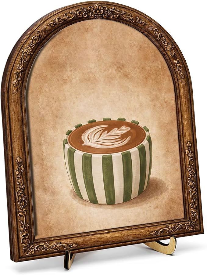 Coffee Bar Wall Art Sign for Kitchen Decor, Funny Latte Arch Wooden Tabletop Sign, Cafe Tiered Tray Shelf Decor, 8x10 Inch