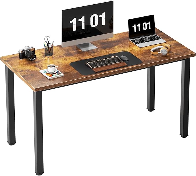 Need 47 Inch Heavy Duty Computer Desk, Industrial Writing Table with Sturdy Metal Frame, Workstation for Home Office, Gaming & Dual Monitor Setup, Easy Assembly