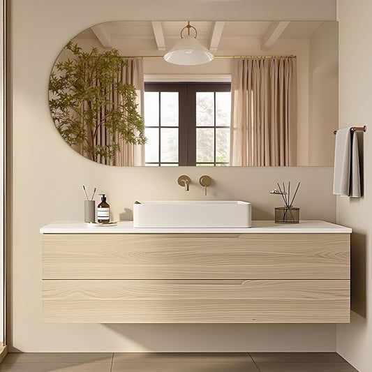 Niccy Arched Mirror, 24"x48" Arch Bathroom Mirror, Decorative Modern Mirrors for Bathroom, Bedroom, Living Room, Entryway, Frameless Vanity Mirror, Unique Wall Mounted