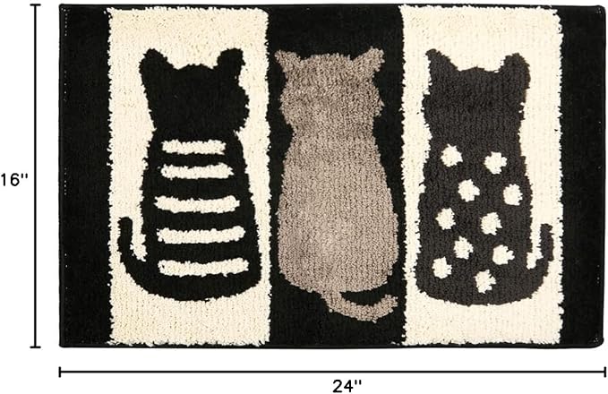 Hi Space Cat Bathroom Rugs 25.6x18IN Kitty Bath Mat for Bathroom Non Slip Machine Washable Soft Microfiber Absorbent Cute Bath Rug Plush for Tub Shower Sink Fluffy Home Decor Accessories