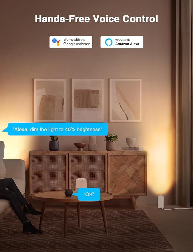 SUNVIE Smart Floor Can Light 5W RGBW Color Changing Up Lights Indoor with Timer 2700K-6500K Floor Spotlight Dimmable Uplighting Indoor Uplights for Plant Corner, APP Control Alexa & Google Home, 2PCS