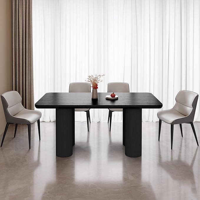 5-Piece Modern Dining Set, 62.99" Dining Table Set for 4, Rectangular Kitchen Table with 4 Chairs for Living Room, Kitchen & Dining Room Sets for Home, Apartment, Black