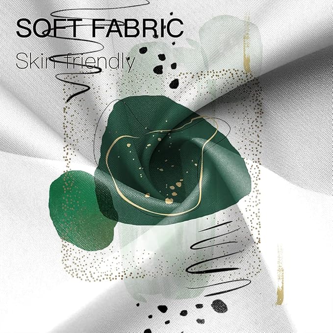 Abstract Mid Century Shower Curtain Watercolor Green Chic Pattern Design for Modern Minimalist Bathroom Decor Accessories Shower Curtain Set with 12 Hooks, 60x72 Inches