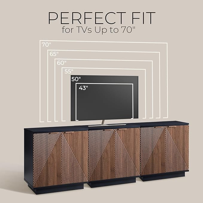Walsham Buffet Cabinet Sideboard, 94.5" Fluted Accent Storage Cabinet with Doors and Shelves, Credenza Cupboard Console for Living Room Kitchen Hallway, Walnut