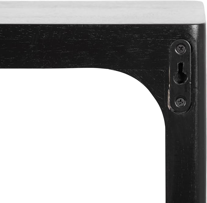Kate and Laurel Dahl Modern Mango Wood Tiered Wall Shelf, 18 x 7 x 22, Black, Decorative Over The Toilet Shelf for Use as Bathroom Storage or Living Room Display Shelving