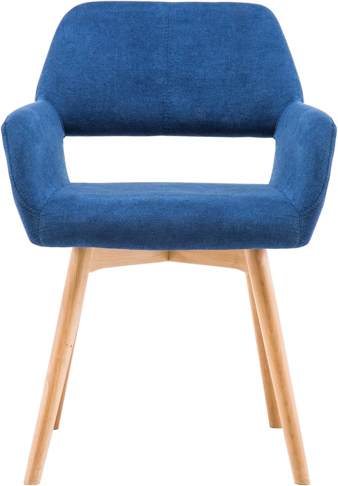 Mid Century Modern Dining Chairs Set of 6 & 4 & 2 Comfy Accent Chair Upholstered Kitchen Dining Living Room Chairs for Bedrooms Waiting Room Home Arm Desk Chair No Wheels (Blue, 6)