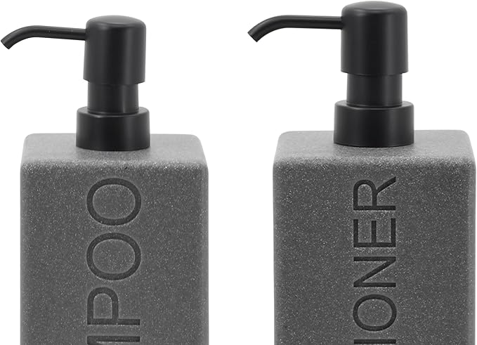 Rectangular Resin Dispenser Premium Bathroom Shampoo Conditioner Body Wash Bottle Modern Refillable Pump Design