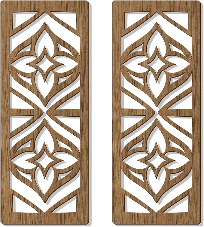 Zzbakress 2 Pcs Mid Century Modern Wall Decor Wooden Abstract Geometric Art for Home Living Room Bedroom (Style X)