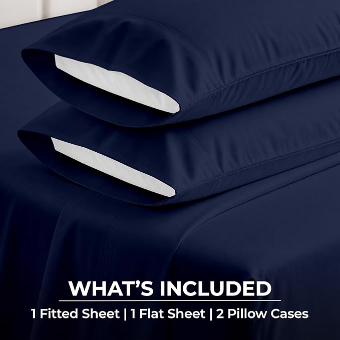 SGI bedding 100% Egyptian Cotton Sheets California King Size – 600 Thread Count Sheets Set, Soft, Cooling, 15" Deep Pocket, Luxury Hotel Bedding, Breathable, Durable - Navy Blue