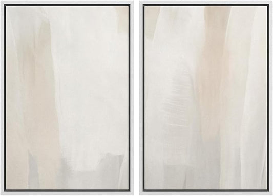 IDEA4WALL Framed Canvas Print Wall Art Set Minimalist Beige Watercolor Soft Neutral Abstract Illustrations Modern Art Decorative Bohemian Calm/Zen for Living Room, Bedroom, Office - 16"x24"x2 White
