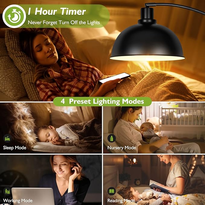 Arc Floor Lamps for Living Room, Modern Tall Standing Lamp Remote Control,Stepless Dimmable Black Floor Lamp with Hanging Dome Shade, Over Couch Arched Reading Lamp for Bedroom (Bulb Included)