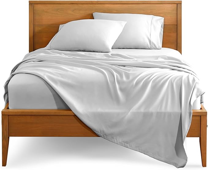 Bare Home Queen Sheet Set - 1800 Ultra-Soft Microfiber Queen Bed Sheets - Double Brushed - Deep Pockets - Easy Fit - 4 Piece Set - Bedding Sheets & Pillowcases (Queen, Cloud Grey)