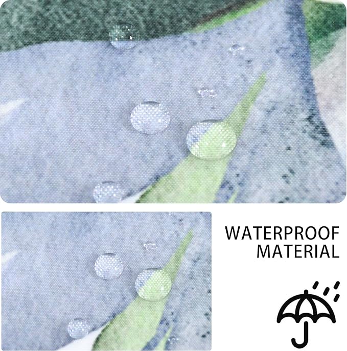 Sage Green Eucalyptus Shower Curtain, Watercolor Leaves Plant Spring Floral Waterproof Fabric Machine Washable with Hooks for Bathroom Bathtub Decor 72x72