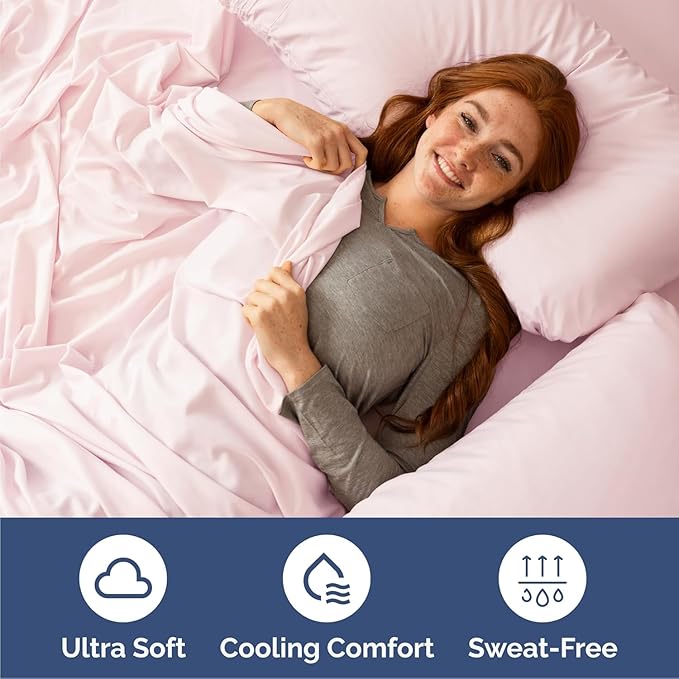 Cal King Size 4 Piece Sheet Set - Comfy Breathable & Cooling Sheets - Hotel Luxury Bed Sheets for Women & Men - Deep Pockets, Easy-Fit, Soft & Wrinkle Free Sheets - Lavender Pink Oeko-Tex Bed Sheets