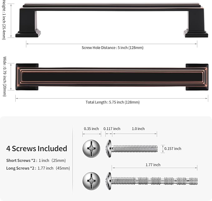 Lardmon 10 Pack 5 Inch(128mm) Hole Center Oil Rubbed Bronze Modern Cabinet Pulls Kitchen Cabinet Handles Kitchen Cabinet Hardware Timeless Drawer Pulls for Dresser Cupboard Wardrobe, ORB(5x10)