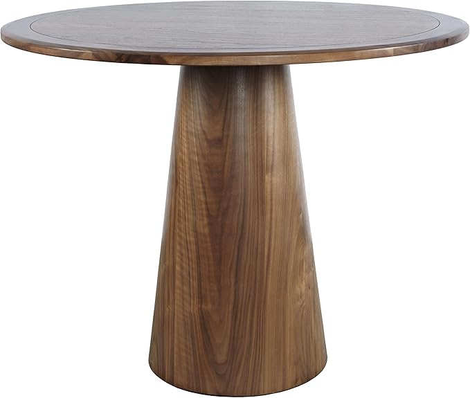 Jofran Nash Mid-Century Modern Round Pedestal Dining Table for Kitchen or Dining Room, Walnut, 36" Counter Height