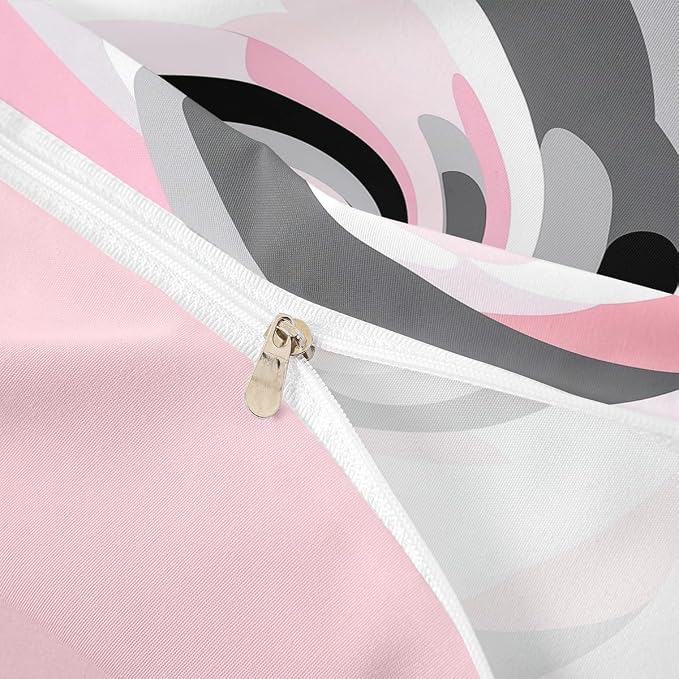 Erosebridal Geometric Circles Comforter Cover Full for Kids Boys Girls,Pink Grey Black White Duvet Cover,Abstract Art Bedding Set,Mid Century Minimalist Bed Set with 2 Pillowcases Bedroom Decor