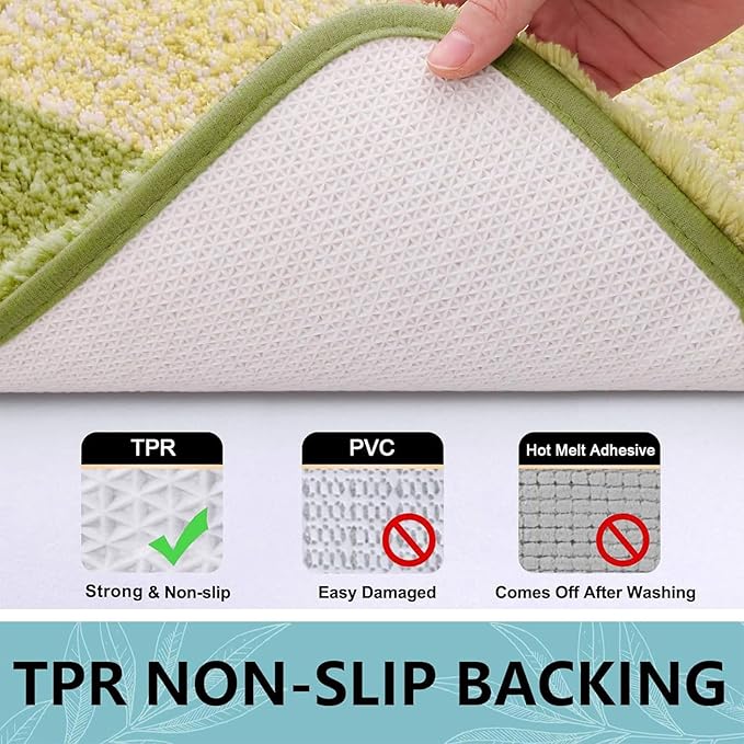 Arotive Microfiber Bathroom Rugs, Shaggy Soft and Absorbent Bath Rug, Non-Slip, Thick Plush Machine Washable Dry Bath Mats for Bathroom, Tub and Shower, 24x16, Olive Green, Rectangular