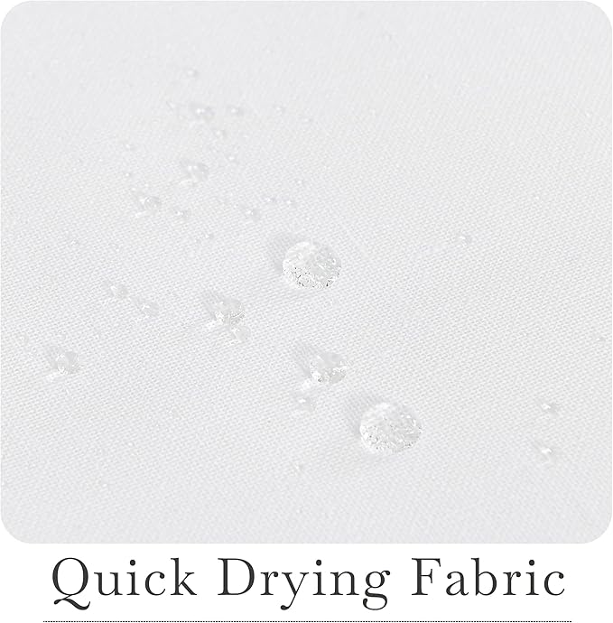 KGORGE White Linen Shower Curtain - Semi Sheer Lightweight Button Hole Half Privacy Quick Dry Shower Curtains for Bathroom Bathtub Decor, White, 72 x 96 inches Long, Hooks Included