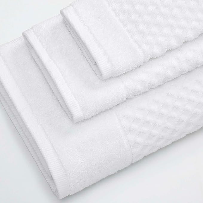Great Bay Home White Hand Towel - 100% Cotton - Absorbent, Durable, Quick-Dry Bathroom Hand Towels (Optic White, 26" x 16")
