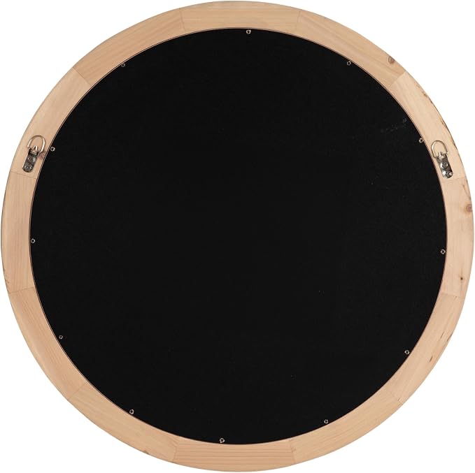 Kate and Laurel Braywood Modern Pieced Wood Round Mirror, 24 Inch Diameter, Rustic Brown, Decorative Circle Mirror for Use as Coastal Bathroom Mirror for Over Sink or Accent Bedroom Mirror