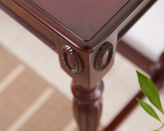 Computer Desk Office Table with 2 Drawers, 39.37" Solid Wood Study Writing Desk Workstation with Storage Space,Mid-Century Vanity Dressing Table for Home Office,Cherry Walnut SSZ1533WD
