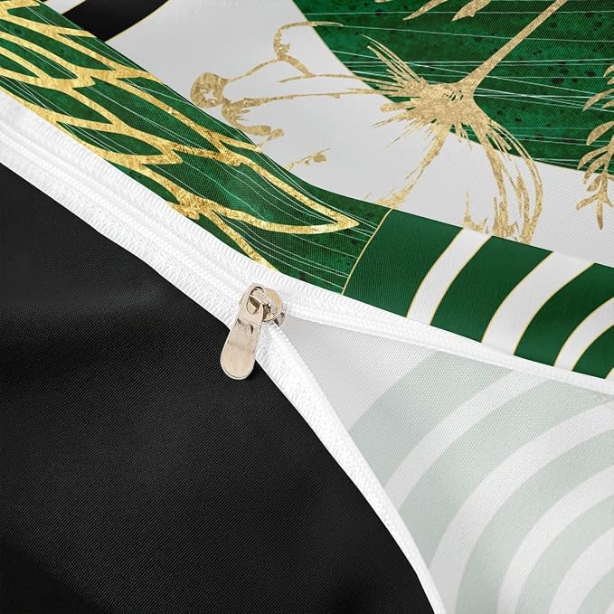 Erosebridal Green Boho Modern Queen Comforter Cover for Women Men Adults - Mid Century Abstract Duvet Cover Bohemian Geometric Bed Set Chic Contemporary Stripes Bedding Set