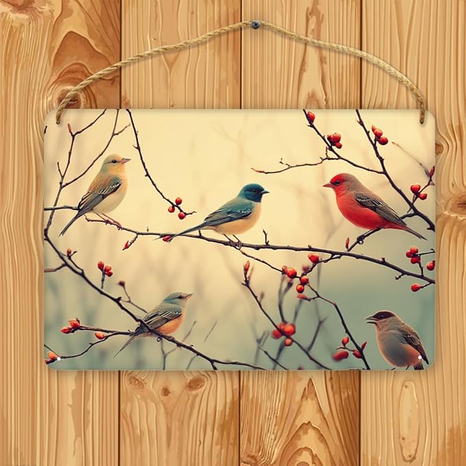 Retro Blue Bird Wooden Art, Vintage Nature-Inspired 12x8 Inch Wall Decors, Perfect for Nature Fans & Cheerful Home Aesthetics