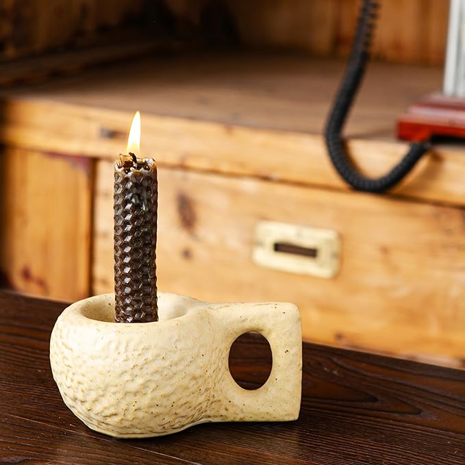 Candle Holder Ceramic Candlestick Holder, Candlelight Stand for Spell Candles, Taper Candles, and Incense, Halloween Christmas Dining Room Home Decoration Display