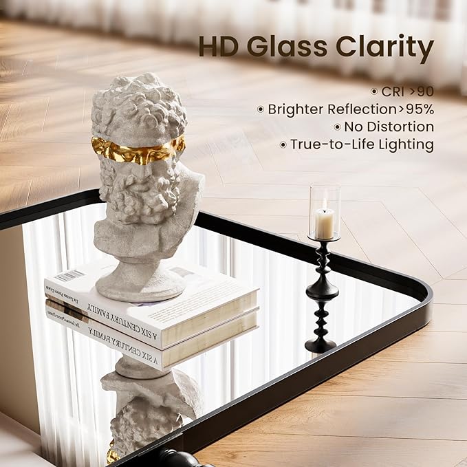 Pivot Mirror 20x30 Adjustable Tilting Rectangle, Matte Black Metal Frame Bathroom Vanity Mirror, Horizontal/Vertical Mount, HD Shatterproof Glass for Farmhouse/Modern Bathroom Over Sink