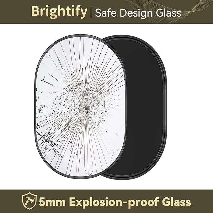 Brightify 60x30 Inch Black Oval Mirror for Bathroom, Oversized Large Full Length Mirror, Vanity Mirrors Metal Frame, Wall Mounted Mirror for Entry Wall Decorative Hang Vertical and Horizontal
