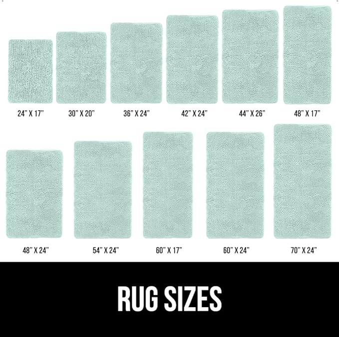 GORILLA GRIP Bath Rug Mat 30x20, Thick Soft Absorbent Chenille, Quick Dry Microfiber Mats, Rubber Backing Washable Shower Floor Rugs, US Designed Bathroom Bathmat Home Decor Accessories, Seablue