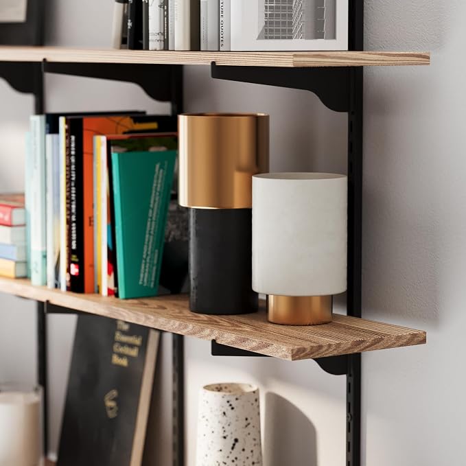 Wallniture Turin 60 Inch Long Adjustable Wall Shelf, Hanging Shelves for Wall, 8" Deep Black Floating Shelves, Living Room Shelf Decor, Office Wall Shelves, Kitchen Storage Shelves, Tier Shelf