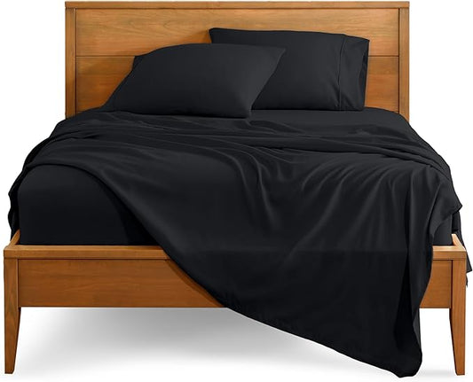 Bare Home Split California King Sheet Set - 1800 Ultra-Soft Microfiber Bed Sheets - Double Brushed - Deep Pockets - Easy Fit - 5 Piece Set - Bed Sheets (Split Cal King, Black)