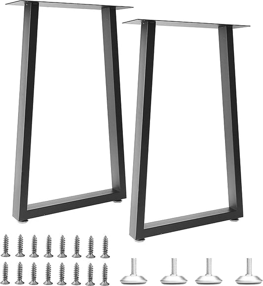 Metal Table Legs Desk Legs, Heavy Duty Square Tube Iron Desk Legs, DIY Furniture Legs for Dining Table, Coffee Table, Computer Desk, Workbench, Meeting Room Table, Set of 2, Black (U)